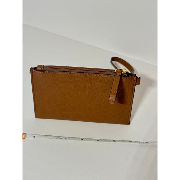 🍄‍🟫 Tommy Hilfiger Brown Leather Wristlet • Stadium Approved • Zip Wallet Women - Picture 2 of 5